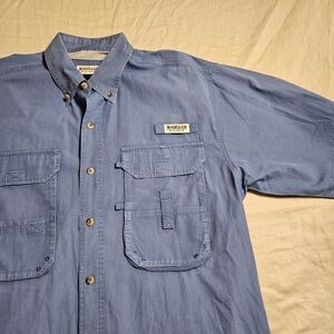 Magellan Sportswear Men's L Blue Short Sleeve Fishing Shirt Vented Lake Fork
